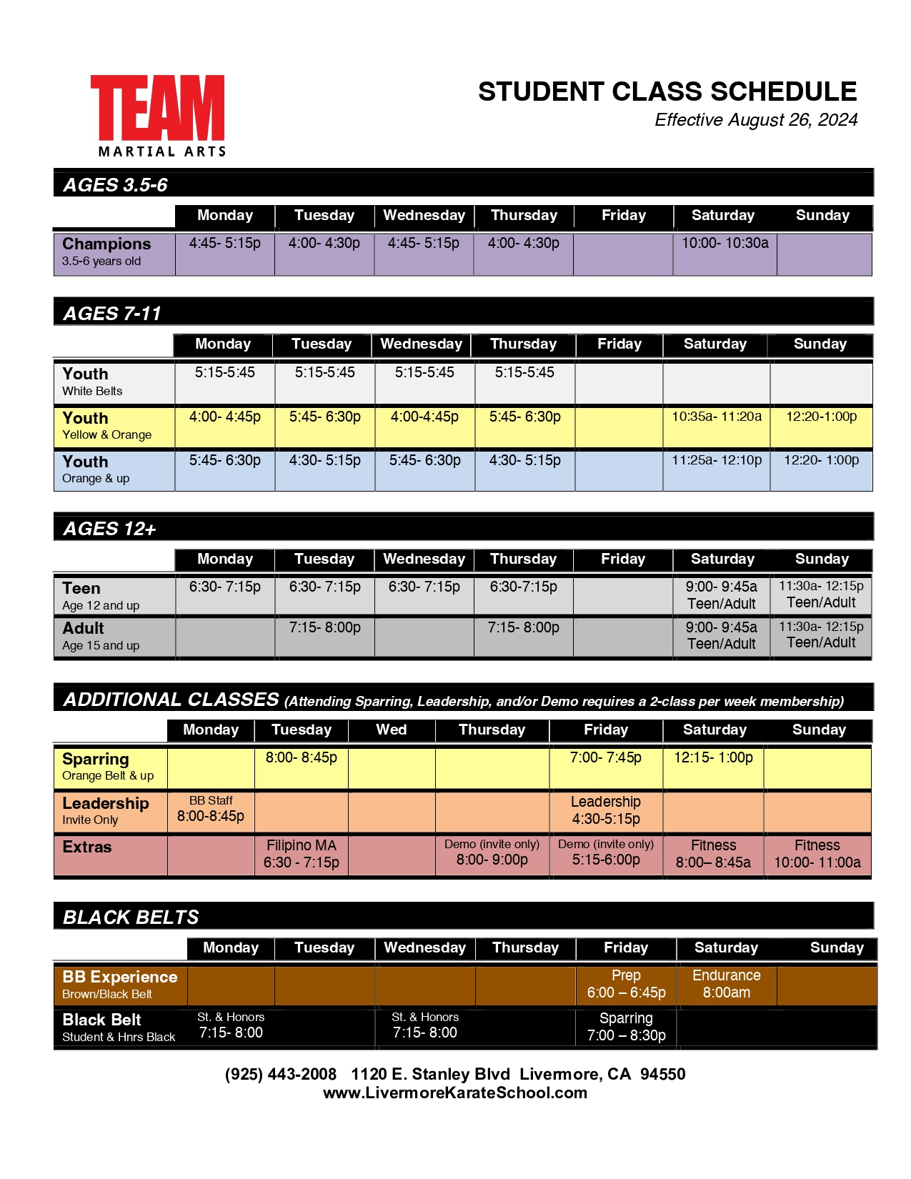 Schedule By Class May 2023